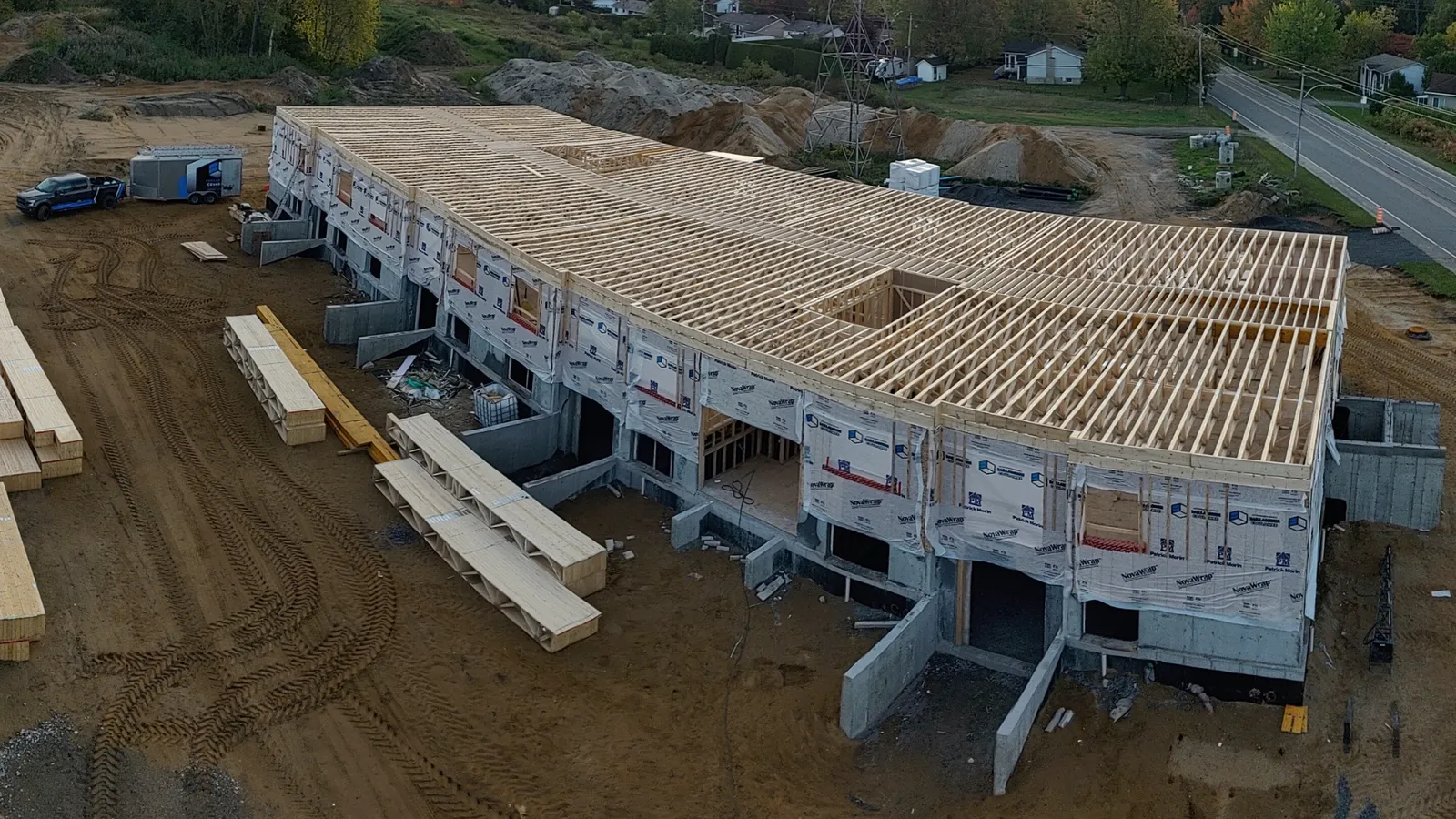 Vue aérienne du chantier de 32 logements à Joliette