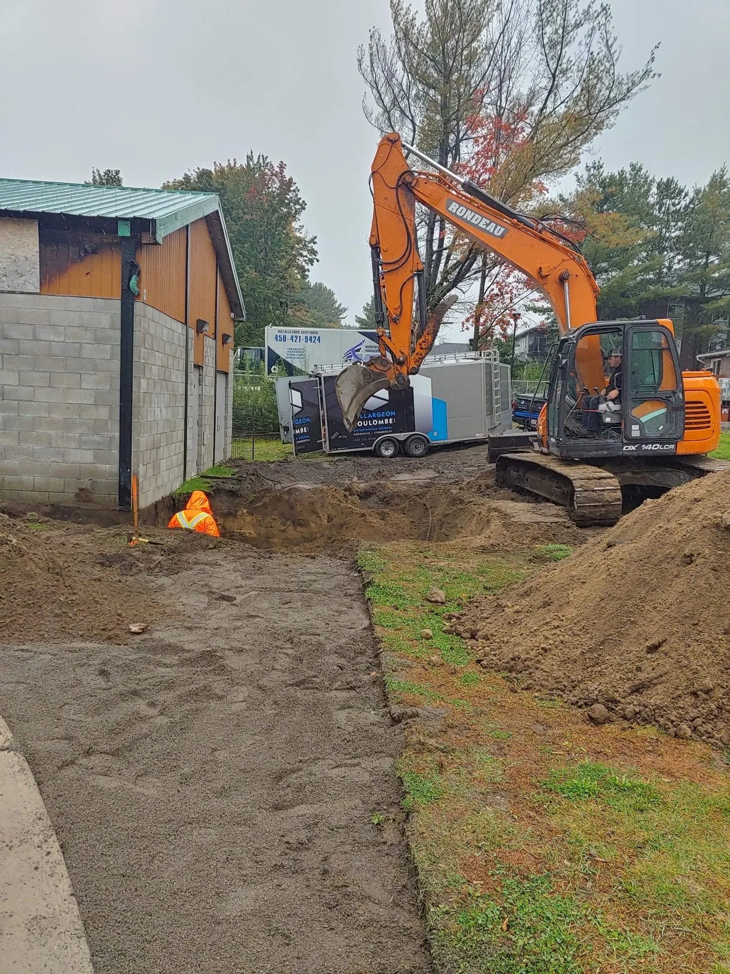 Phase de chantier sur l'agrandissement